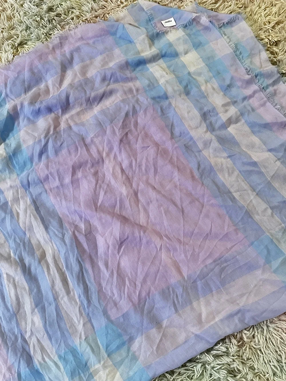 Burberry Pastel Plaid Scarf in Lavender and Light Blue
